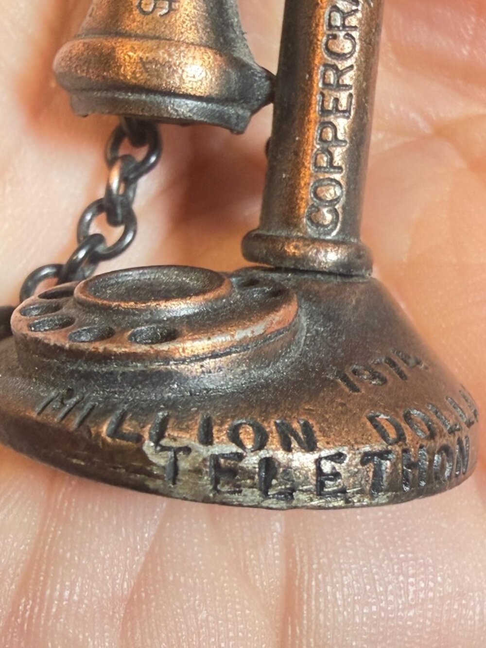 Coppercraft Guild Telephone Brooch 1974 Million Dollar Telethon Vintage Antique - Picture 9 of 13